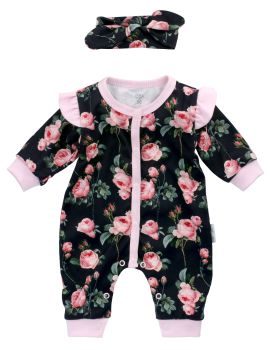 Baby Sweets 2 Teile Set Schleife Floral schwarz 56 (Neugeborene) - 0