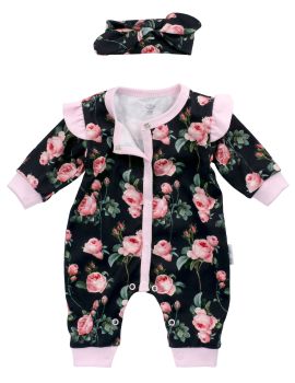Baby Sweets 2 Teile Set Schleife Floral schwarz 56 (Neugeborene) - 1