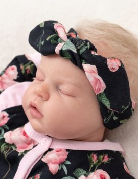 Baby Sweets 2 Teile Set Schleife Floral schwarz 56 (Neugeborene) - 3